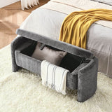 mikibama Teddy Storage Bench, 38.9-Inch Faux-Fur Sherpa Ottoman with Golden Metal Legs for Bedroom, Entryway or Window Seating