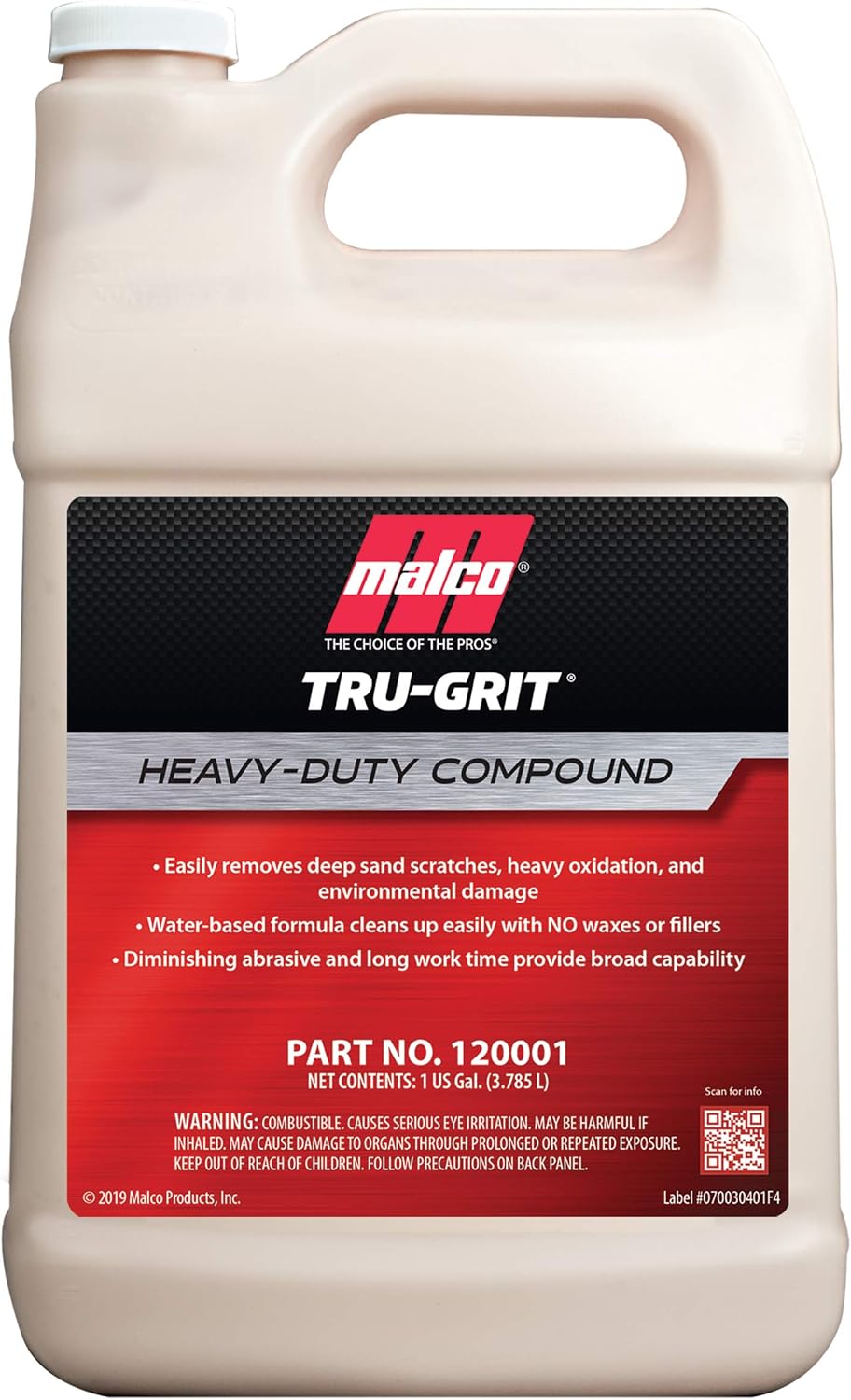 Malco Tru Grit Heavy-Duty Buffing and Polishing Compound for Automotive Paint Correction, 1 Gallon, 120001