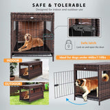 DEStar Heavy-Duty PE Rattan Wicker Dog Crate, Indoor/Outdoor Puppy Shelter with Removable Tray and UV-Resistant Cover
