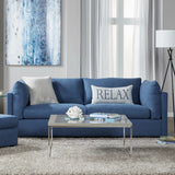 Roundhill Furniture Enda Fabric Sofa with Pillow Back, Image Navy