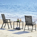 Yaheetech Set of 4 Outdoor Folding Dining Chairs with Armrests, Metal Frame & Backrest for Lawn, Garden, Yard or Poolside, Black