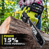 RYOBI RY405010BTL 40V HP Brushless Cordless Chainsaw with 14-Inch Bar, Battery and Charger Not Included