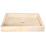 Eden Bath Rectangular Infinity Pool Sink, Honed Beige Travertine