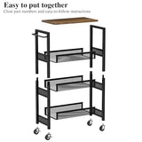 4-Tier Slim Rolling Storage Cart with Wood Top and Metal Frame, Narrow Mobile Organizer with Handle for Kitchen, Laundry Room, Bathroom or Other Tight Spaces