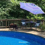 Abba Patio 9-Feet Turquoise Striped Market Umbrella with Push Button Tilt and Crank