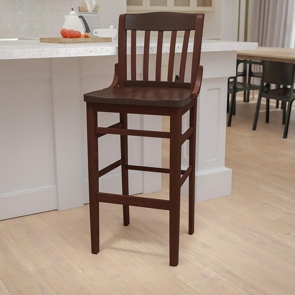 Flash Furniture HERCULES Series School House Barstool with Walnut Wood Back for Restaurants and Bars
