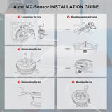 Autel MX-Sensor TPS218 Universal Programmable TPMS Sensors, 315MHz+433MHz Dual Frequency, Set of 4 with Rubber Valves, Screw-In OEM Replacement