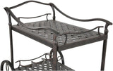 Outdoor Patio Serving Cart Crafted from Cast Aluminum in Desert Bronze