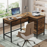 Space-Saving L-Shaped Computer Workstation by Tribesigns, Featuring 6 Drawers, 47-Inch Corner Desk, CPU Stand and Home Office Writing Space