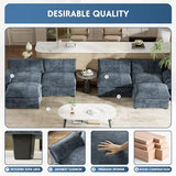 YESHOMY U-Shaped Modular Sectional Sofa in Grey Chenille, Featuring Supportive Soft Sponges, Removable Ottoman, and Sleeper Design