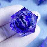 Handmade Sharp-Edge Resin DND Dice Set with Quicksand Liquid Design, 7-Piece Polyhedral RPG Dice Collection with Box, Styles 12 Quicksand Blue
