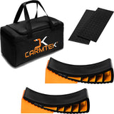 CARMTEK Premium Camper Leveler Kit with Curved RV Levelers, Wheel Chocks, Rubber Mats and Carry Bag