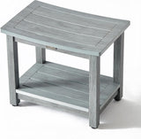 HDPS Waterproof Shower Bench with Adjustable Feet, Non-Slip Poly Lumber Bathroom Seat & Footrest for Shaving Legs, Brown