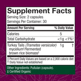Host Defense Turkey Tail Mushroom Capsules, Unflavored Supplement for Natural Immune System and Digestive Support, 60 Count