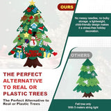3.2ft DIY Felt Christmas Tree Set for Toddlers, Featuring 5M LED String Lights, 32Pcs Detachable Ornaments and Hanging Rope for Wall, Door or Home Decor