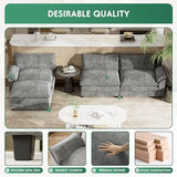YESHOMY U-Shaped Modular Sectional Sofa in Grey Chenille, Featuring Supportive Soft Sponges, Removable Ottoman, and Sleeper Design