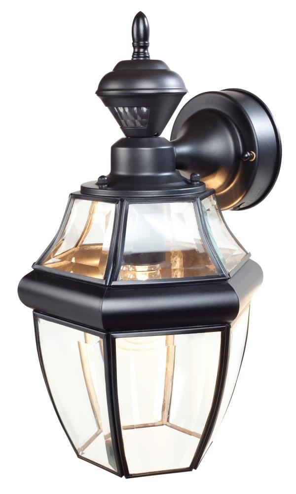 Secure Home Black Outdoor Wall Light with Hanging Carriage Design, 14.5-Inch Height, Medium E-26 Base