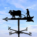 Retro Farmer-Shaped Metal Wind Vane with Roof Mount, Garden and Farmyard Weather Direction Indicator