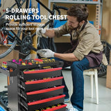 Rolling Metal Tool Chest with 5 Lockable Drawers, Mobile Garage Storage Cabinet on Wheels for Workshop, Warehouse or Repair Shop