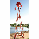 Outdoor Water Solutions 12-Foot Backyard Windmill with Red and White Powder-Coated Finish