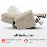 MCombo 7888 Triple-Motor Power Lift Recliner for Seniors, Fabric Chair with Massage, Lumbar and Seat Heating, Adjustable Headrest and Rolled Arms, Coffee, Medium