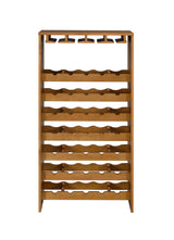 ACME Hanzi Wood Wine Cabinet for 35 Bottles, Featuring Stemware Rack, Oak Finish