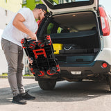 LAZY BUDDY 2-in-1 Folding Hand Truck with Collapsible 22-Folding-Basket Platform, Red, 330LBS