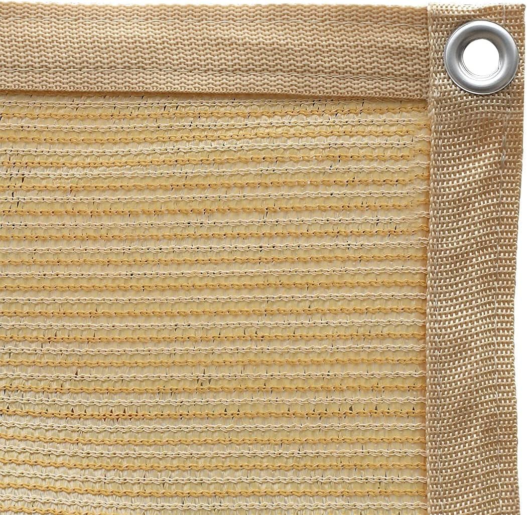 90% Shade Fabric Canopy Cover with Taped Edges, Grommets and 12 Bungee Balls, Wheat, 12?? x 20??