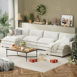 YESHOMY U-Shaped Modular Sectional Sofa in Grey Chenille, Featuring Supportive Soft Sponges, Removable Ottoman, and Sleeper Design