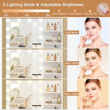 Makeup Vanity Desk with Mirror, 10 Lights, 5 Drawers and 3 Storage Shelves, Dressing Table with 3 Color Modes and Adjustable Brightness, 35.4-Inch, Black