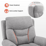 MCombo 7888 Triple-Motor Power Lift Recliner for Seniors, Fabric Chair with Massage, Lumbar and Seat Heating, Adjustable Headrest and Rolled Arms, Coffee, Medium