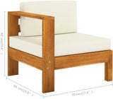 6-Piece Acacia Wood Patio Lounge Set with Cream White Cushions, Outdoor Conversation and Dining Tables with White Side Table
