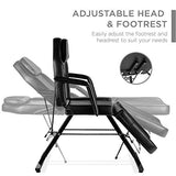 71in 3-Section Multipurpose Massage Bed by Best Choice Products, Featuring Hydraulic Stool, Removable Headrest, Facial Cradle & Towel Hanger for Spa, Salon, Facial & Tattoo Use, Black