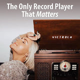 Victrola The Quincy 6-in-1 Bluetooth Record Player & Multimedia Center with 3-Speed Turntable, CD & Cassette Player, AM/FM Radio, Built-In Speakers and Wireless Music Streaming, Natural