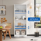 Cozy Castle 71′′ Tall Pantry Cabinet with Four Doors and Adjustable Shelves, Freestanding Wood Storage Cupboard for Kitchen, Dining Room, Living Room or Bathroom, Gray