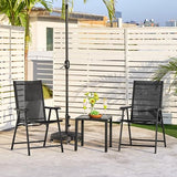 Yaheetech Set of 4 Outdoor Folding Dining Chairs with Armrests, Metal Frame & Backrest for Lawn, Garden, Yard or Poolside, Black