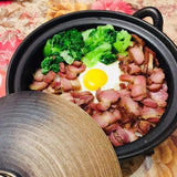Round Ceramic Casserole Dish with Lid, Earthenware Hot Pot for Rice Cooking, Baking and Serving, Insulated Clay Stockpot