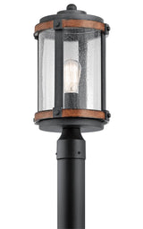 Kichler Barrington 17.85-Inch Post Light with a Distressed Black and Wood Finish