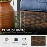 Outsunny 3-Piece Wicker Bistro Set with Rocking Chairs and Cushions, Dark Blue