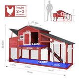Two-Story Wooden Chicken Coop and Rabbit Hutch with Outdoor Run, Nesting Box, Ramp and Deep No-Leak Pull-Out Tray, Indoor or Outdoor Cage for Chicks and Bunnies, Black