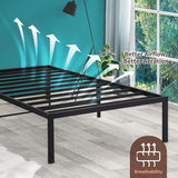 PrimaSleep Full-Size 18-Inch Heavy-Duty Steel Slat Bed Frame in Black with Anti-Slip Support, No-Noise Construction, Easy Assembly, and No Box Spring Required