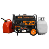 WEN DF475T Dual-Fuel Portable Generator with 4750-Watt Output, 120V/240V Power, Electric Start and Wheel Kit