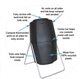 Spin Bin 60 Gal. Rotating Outdoor Compost Tumbler for Garden Composting, Black