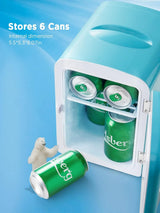 Silonn SLRE01G1 4 L/6-Can Mini Fridge with Cooling and Warming, Portable Teal Skin Care Refrigerator for Home, Office, Car or Dorm