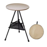 Lightweight Round Folding Picnic Table with Mesh Pocket, Portable Outdoor Tea and Coffee Side Table for Beach, Patio, Fishing, Camping or Garden