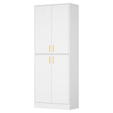Cozy Castle 71′′ Tall Pantry Cabinet with Four Doors and Adjustable Shelves, Freestanding Wood Storage Cupboard for Kitchen, Dining Room, Living Room or Bathroom, Gray