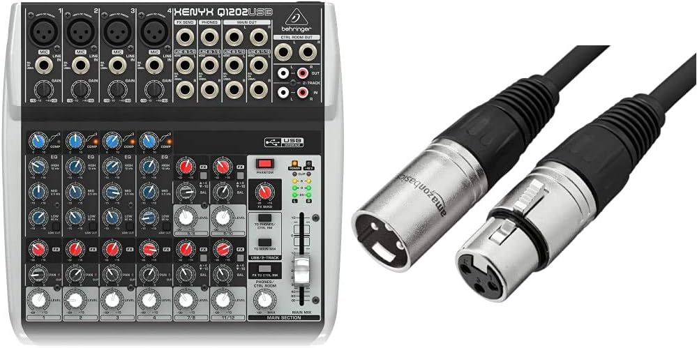 Behringer XENYX Q1202USB 12-Input 2-Bus Mixer with Mic Preamps, Compressors, British EQ and USB/Audio Interface