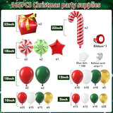 165-Piece Christmas Balloon Arch Garland Kit with Red, White, Green and Gold Latex Balloons, Candy Cane and Star Foil Balloons for Holiday, New Year and Birthday Party Decor