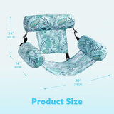 Sloosh Inflatable Pool Lounge Chair with Plant Pattern, Floating Hammock Mat for Adults, Water Raft for Pool, Beach and Summer Parties