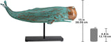 Design Toscano SD1120725 Folk Art Faux Wood Whale Statue with Display Stand, 30 Inch, Blue